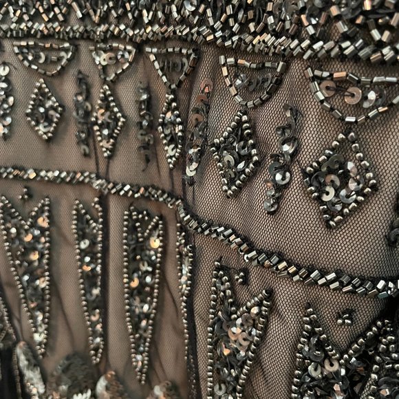 NWT Adrianna Papell Embellished Fringe Trim A Line Dress 10 - Picture 9 of 13